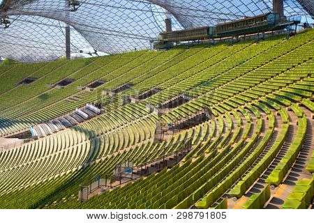 MUNICH - GERMANY April 20, 2019: Olympiapark in Munich, Germany. Olympic Park was constructed for the 1972 Olympics Summer Games.