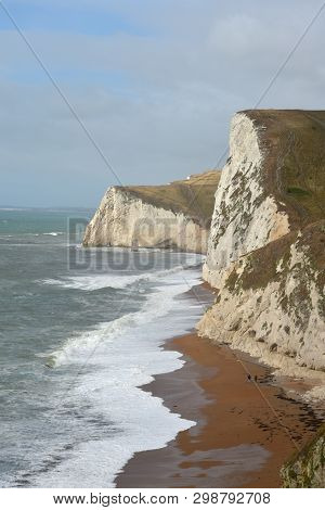 The Steep Climb Up To Swyre Head Cliffs Above Durdle Door On Dorset Coast