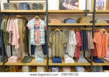 SINGAPORE - CIRCA APRIL, 2019: interior shot of Dockers store in Jewel Changi Airport.