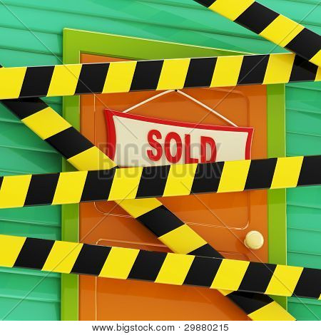 Juntamente com uma casa de fitas de barreira