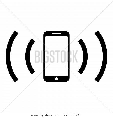 Smartphone Emits Radio Waves Sound Wave Emitting Waves Concept Icon Black Color Vector Illustration 