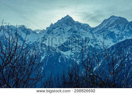 Beautiful Morning In Himalayan Village, Kalpa Himachal Pradesh, India