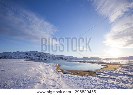 Guba Voronya Bay. Kola Peninsula Winter Landscape