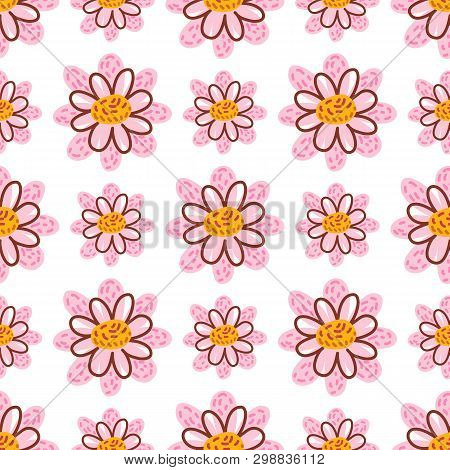 Seamless Pattern With Flowers. Vector Illustration. Design Element For Fabric, Wallpaper Or Wrapping