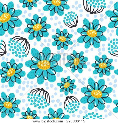 Seamless Pattern With Flowers. Vector Illustration. Design Element For Fabric, Wallpaper Or Wrapping