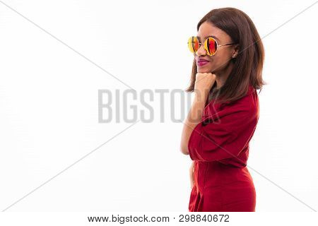 Modern Portrait Of African Young Girl Possing On White Background