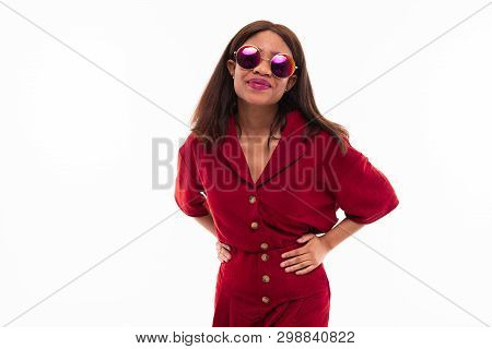 Modern Portrait Of African Young Girl Possing On White Background