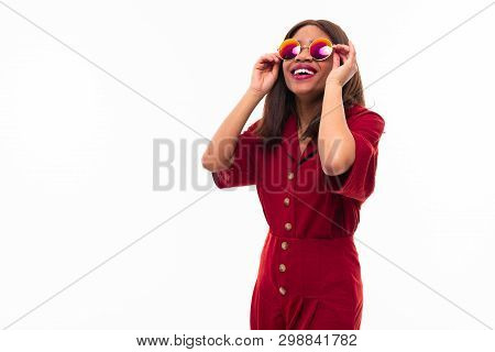 Modern Portrait Of African Young Girl Possing On White Background