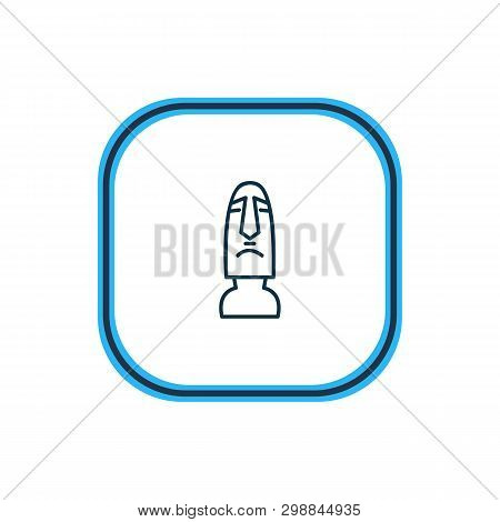 Vector Illustration Of Moai Icon Line. Beautiful Culture Element Also Can Be Used As Sculpture Icon 