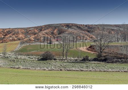 Rural Landscape In The Vicinity Of The Medieval Village Of Ayllon. Segovia Spain