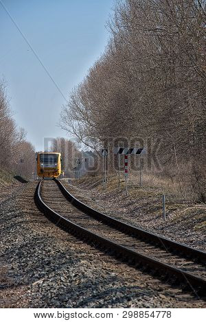 Kvetna, Czech Republic - 20.4.2019: Passenger Train On The Route Policka - Svitavy. Czech Railways T
