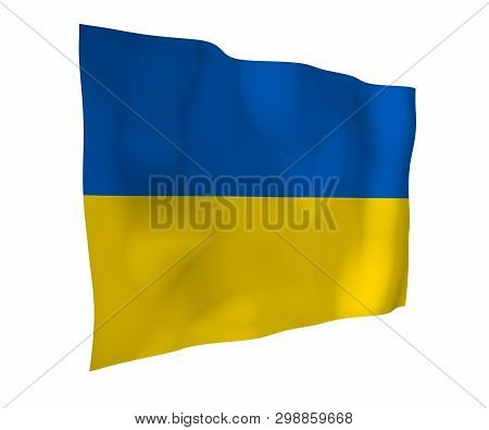 The Flag Of Ukraine On A White Background. National Flag And State Ensign. Blue And Yellow Bicolour.