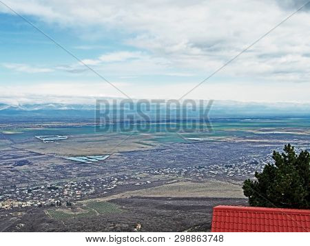 Top View Of Alazani Valley In Georgia In Springtime