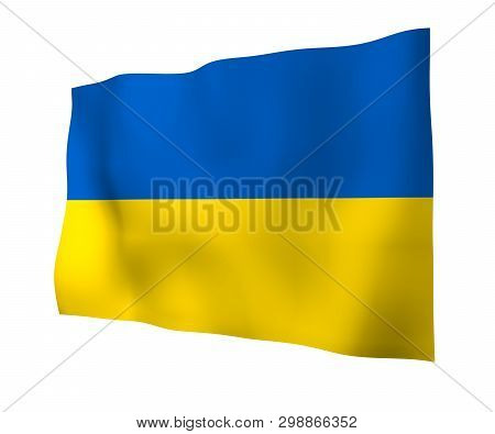 The Flag Of Ukraine On A White Background. National Flag And State Ensign. Blue And Yellow Bicolour.