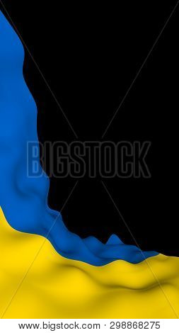 The Flag Of Ukraine On A Dark Background. National Flag And State Ensign. Blue And Yellow Bicolour. 