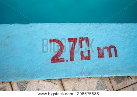 Swimming Pool With 2.70m Depth Marker Painted In Red