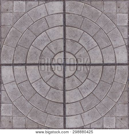 Seamless Pattern Of Mosaic Street Tile. Stone Squared Blocks With Ornament. Good For Design Of Squar