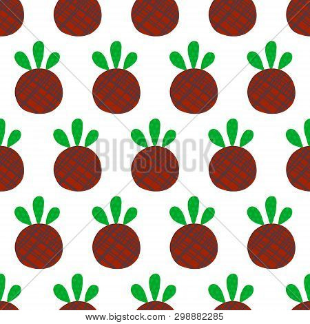 Kokedama Seamless Hand Drawn Pattern. Ball Of Soil Covered With Moss. Traditional Japanese Decorativ