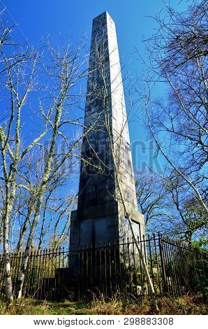 A View Of A Monumental Memorial Obelisk On A Hilltop Near Crieff, Perthshire