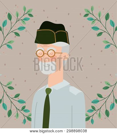 Veteran Military Celebration Crd With Leafs Vector Illustration Design