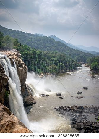 This Is The Athirapally Waterfall Kerala India In The Middle Of The Western Ghat Range. It Is Fallin