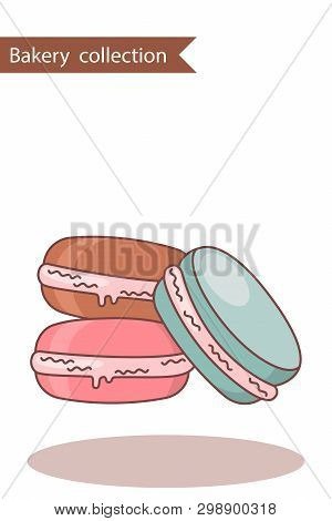 Bakery Collection. Colored Icon Makaron. In Trendy Flat Style Isolated On White Background.