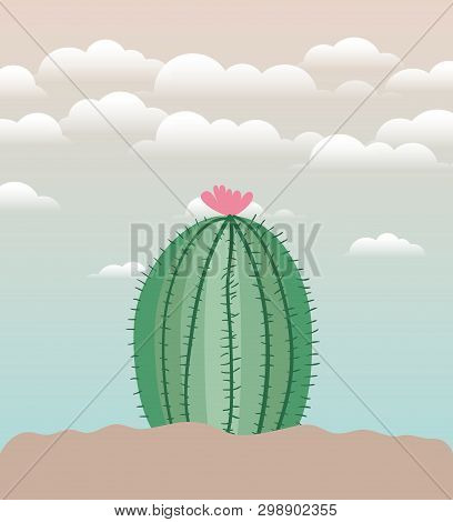 Cactu Planted In Garden Icon Vector Illustration Design