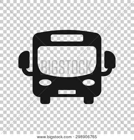 School Bus Icon In Transparent Style. Autobus Vector Illustration On Isolated Background. Coach Tran