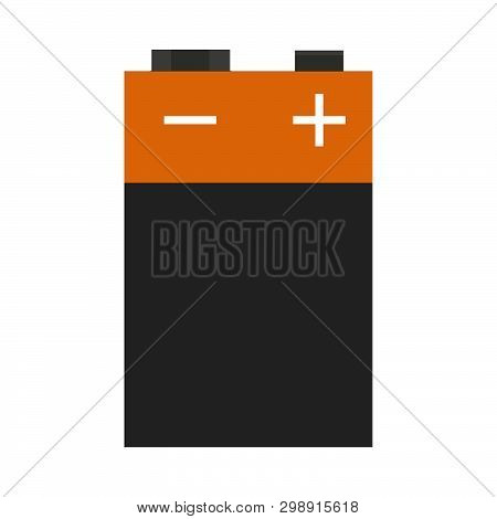 9v Battery Front View Vector Flat Icon Sign Isolated On White