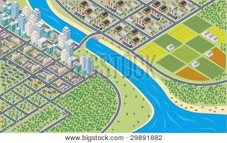 Színes rajzfilm izometrikus város