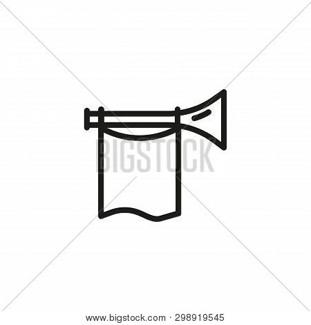 Fanfare Line Icon. Horn, Flag, Announcement. Success Concept. Vector Illustration Can Be Used For To