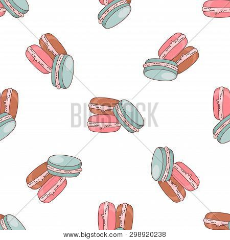 Seamless Pattern Icons. Bakery Collection. Colored Icon. In Trendy Flat Style Isolated On White Back