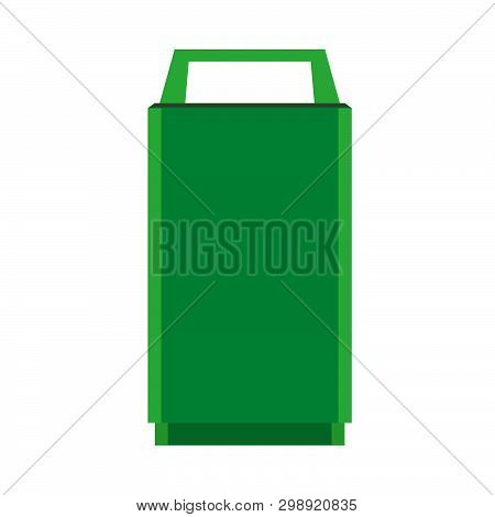 Dustbin Green Environmental Reuse Urban Eco Trash Bucket. Garbage Recycle Can Vector Icon