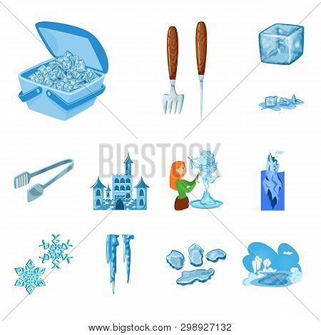 Vector Design Of Frost And Water  Sign. Collection Of Frost And Wet  Vector Icon For Stock.
