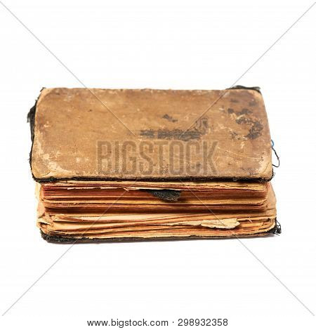 Ancient Prayer Book, Anglewise. Object Isolated On White Background With Clipping Path