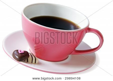ピンクのコーヒー カップ