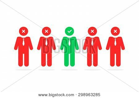 Employee Select Like Recruitment Process. Concept Of Executive Person For Team Work And Worker Group