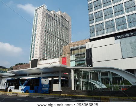 Jakarta, Indonesia - April 17, 2019: Bundaran Hi Integrated Transport Hub Which Connecting Mrt Jakar