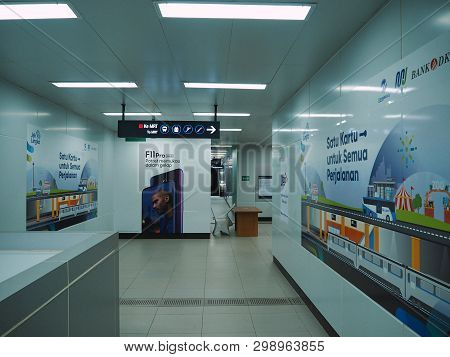 Jakarta, Indonesia - April 17, 2019: Underground Hallway Of Bundaran Hi Mrt Station.