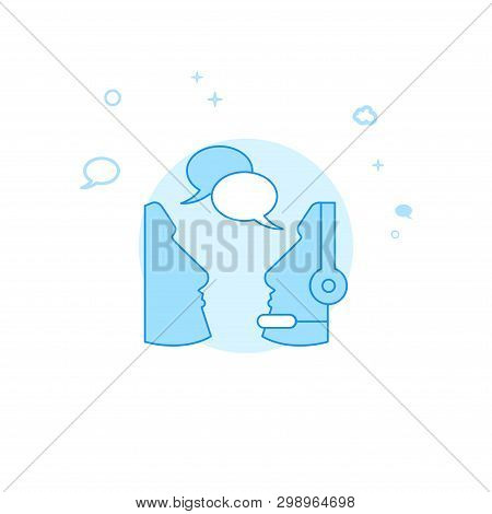 Dialogue With Support Flat Vector Icon. Dialogue And Communication Illustration. Light Flat Style. B
