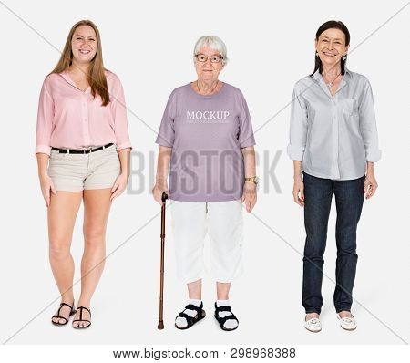 Happy diverse people wearing shirt mockups