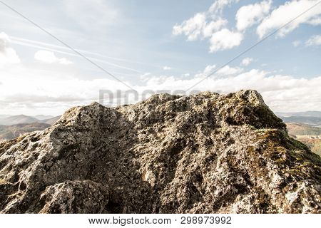 Conglomerate Rock On Kecka Hill Summit In Sulovske Skaly Mountains In Slovakia