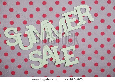 Summer Sale Alphabet Letters With Spce Copy On Pink Polka Dot Background