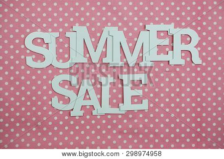 Summer Sale Alphabet Letters With Spce Copy On Pink Polka Dot Background