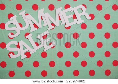 Summer Sale Alphabet Letters With Spce Copy On Green And Pink Polka Dot Background