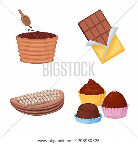 Isolated Object Of Cocoa And Beans Symbol. Set Of Cocoa And Sweetness Stock Symbol For Web.