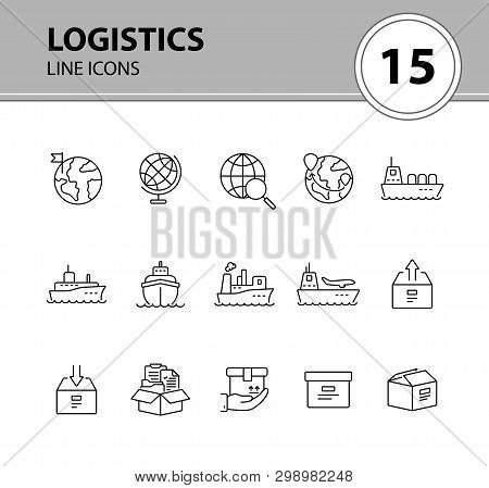 Logistics Line Icon Set. Worlwide Export And Packaging Concept.vector Illustration Can Be Used For T