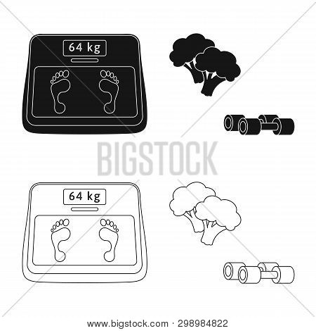 Vector Illustration Of Diet And Treatment  Sign. Set Of Diet And Medicine Vector Icon For Stock.