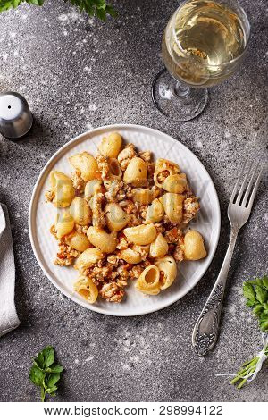 Pasta Bolognese With Meat Sauce. Tradidtional Italian Dish