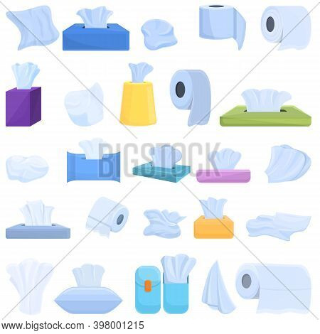 Tissue Icons Set. Cartoon Set Of Tissue Vector Icons For Web Design